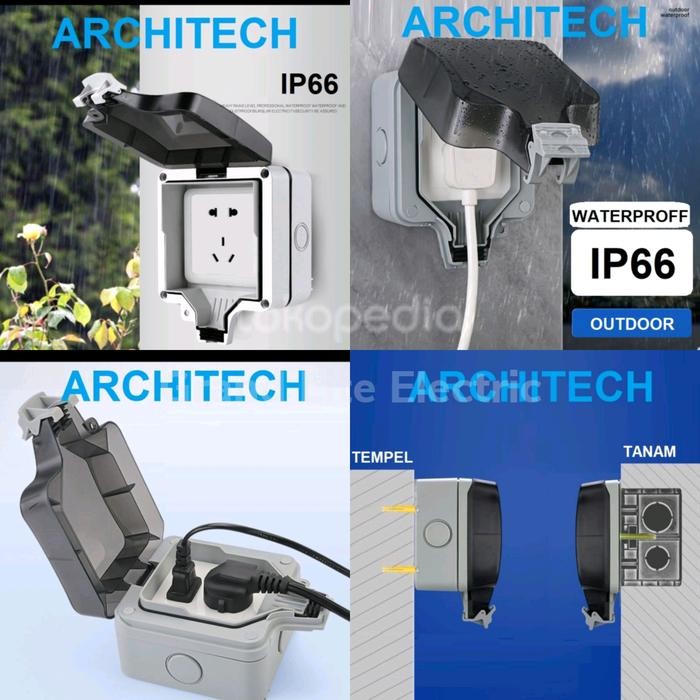 Paling Murah Architech Pelindung Stop Kontak Saklar Waterproof Ip66