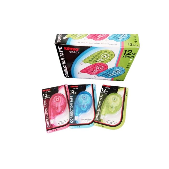 

correction tape kenko ct-903 tip-ex kertas 12 meter ( 1 lusin) atk kode 48
