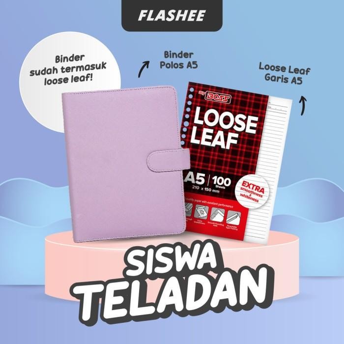 

Flashee Paket Binder A5 Set Sudah Termasuk 3Pack Loose Leaf Isi 100 Lembar Paket Siswa Teladan Kode