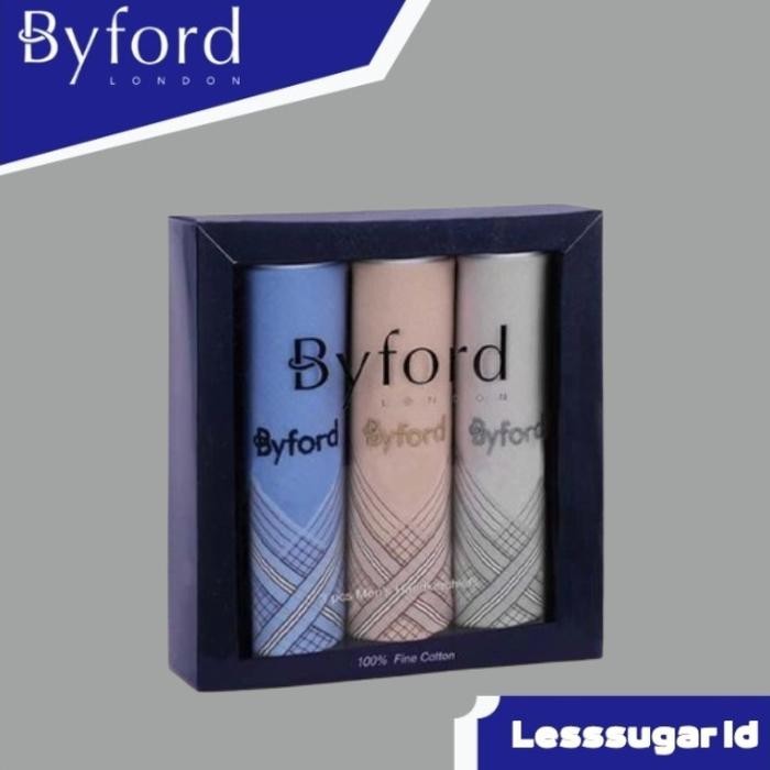 Saputangan Byford Isi 3 PCS Katun Sapu Tangan Handkerchiefs X06