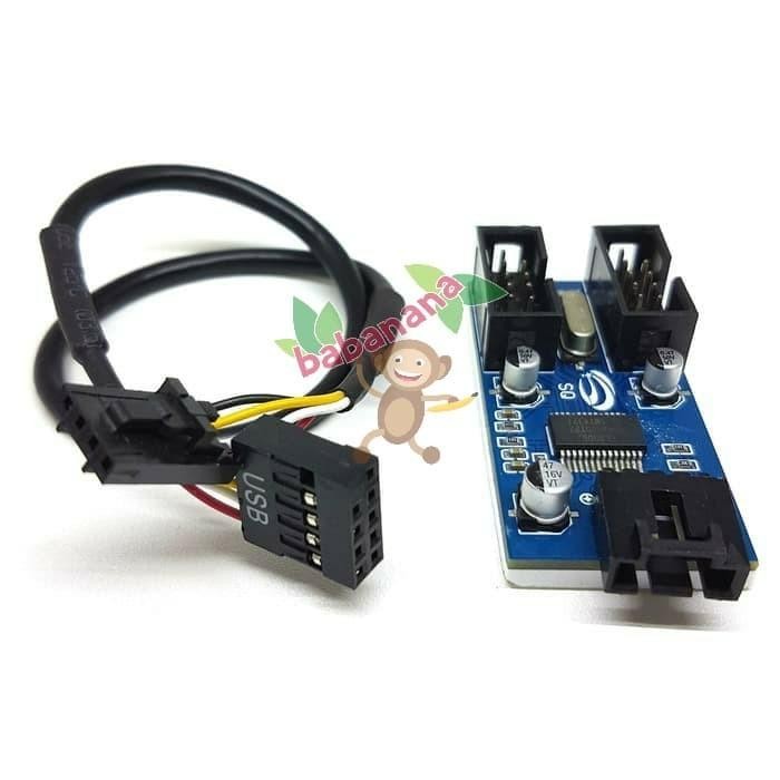 Kabel USB Motherboard 9 pin Splitter cabang front panel