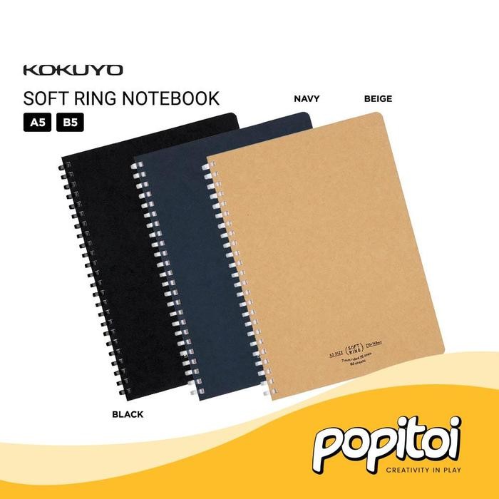 

Journaling Kokuyo Soft Ring Notebook Lines 7 Mm Natural Series A5 B5 / 80 Sheets Buku Tulis Spiral