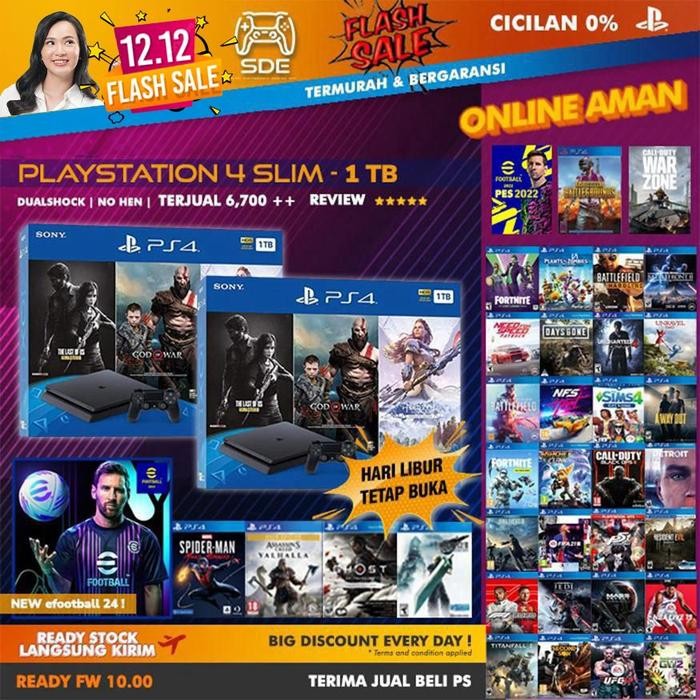 Sony Ps4 Slim 1 Tb Original Garansi/Playstation/Ps 4 Bukan Fat/Pro 500 Gb