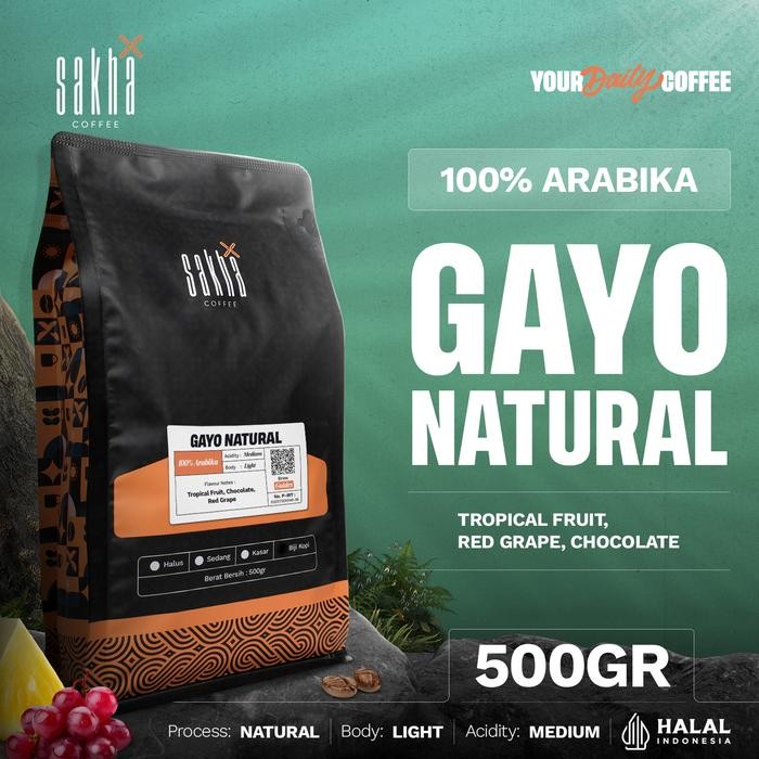 

KOPI ARABIKA GAYO NATURAL ARABICA COFFEE BEAN SAKHA ROASTERY 500 GRAM