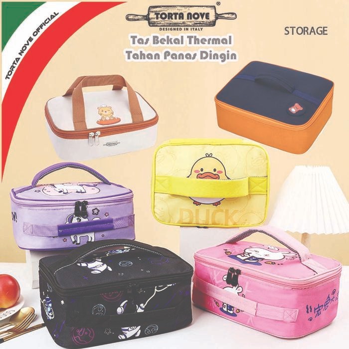 Tas Bekal makanan PERSEGI PANJANG jumbo Tas kotak makan anak tahan panas dingin Lunch Box Bag