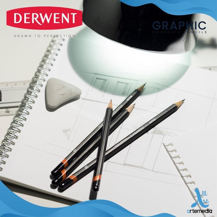 

Pensil Gambar Derwent Graphic Pencil 6 Metal Tin Drawing Sketching
