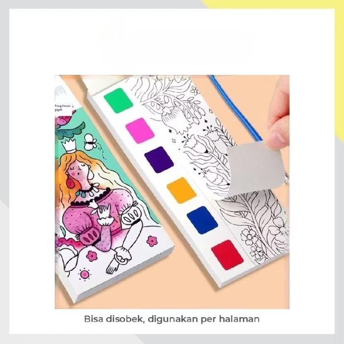 

Buku Gambar Anak Cat Air 12 Halaman / Pocket Water Coloring Mini Book Free Kuas