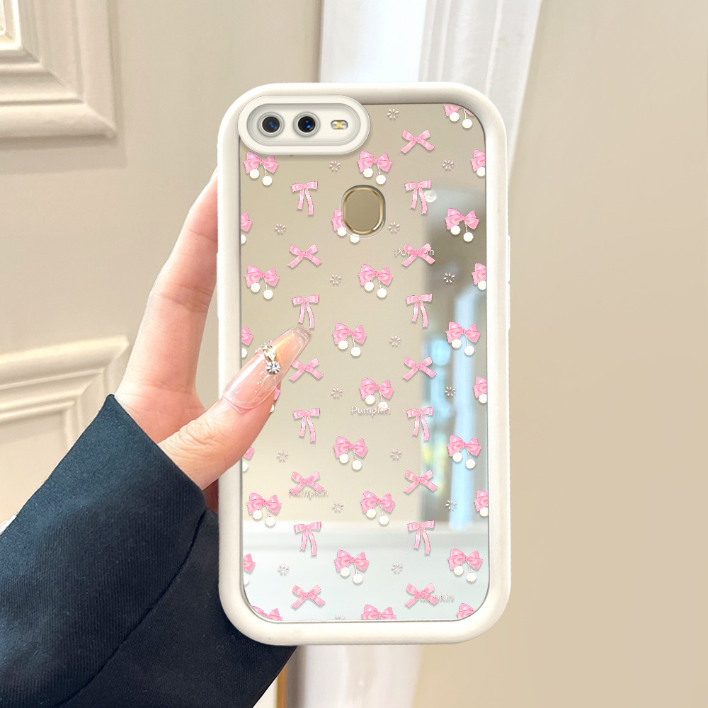 Casing Hp Untuk OPPO A12 A5S A7 A12S Cassing Soft Cesing Mirror JZ Pink Bow 8828 Girl Softcase Silik