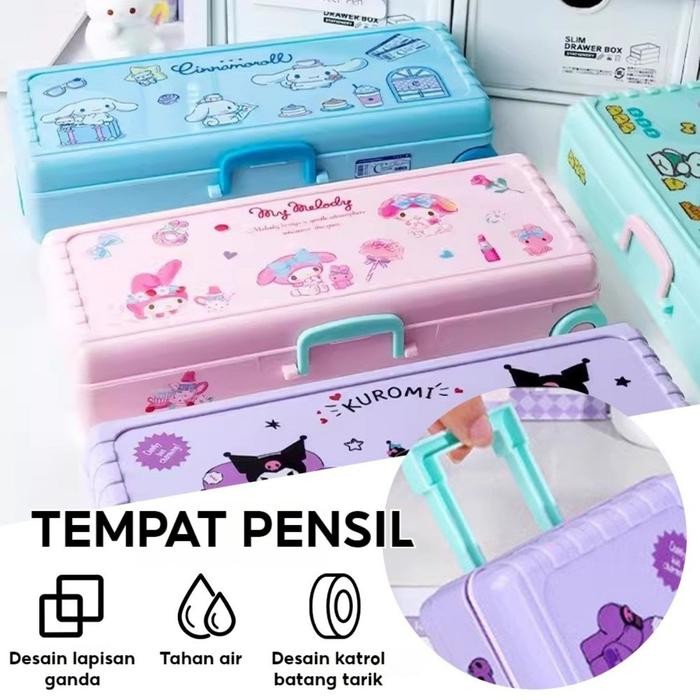 

Tempat pensil kartun, kotak troli, tempat pensil lucu, Kuromi/Cinnamon Dog/Pacha Dog, tempat pensil