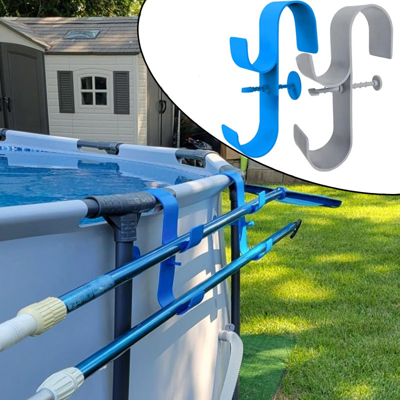Poolside Pool Leaf Skimmer Net Holder Above Ground Pool Pole Hange Adjustable Telescopic Swimming
