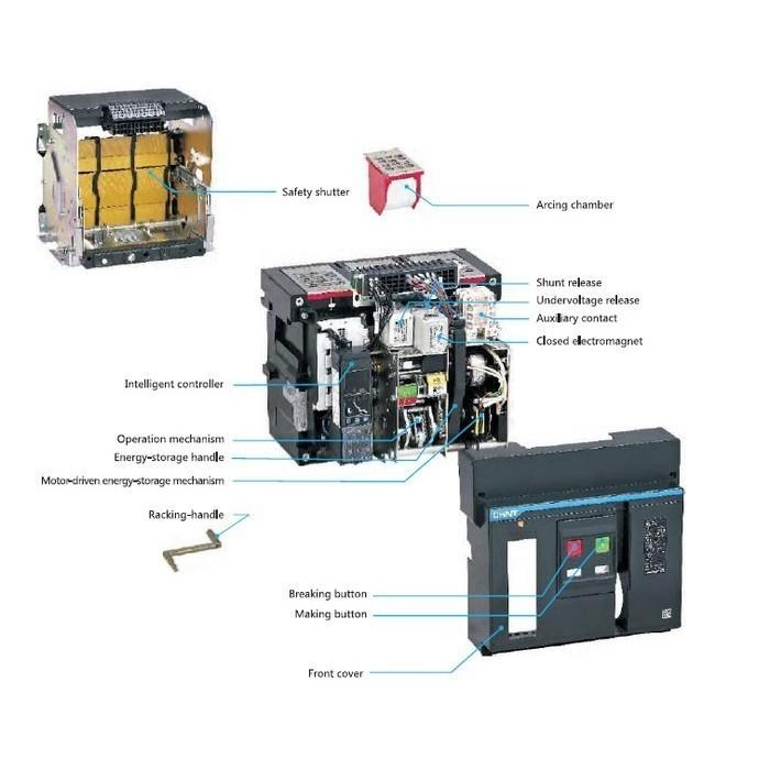 ACB Air Circuit Breaker 1600A 3P 65kA CHINT NXA 20S16-AF3-AC230