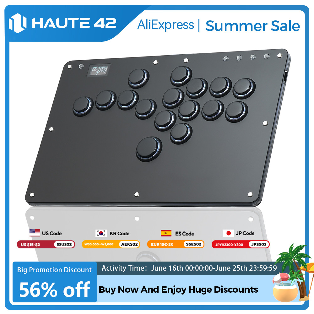 Haute42 Controle Arcade Joystick Hitbox Controller Button Rim Hitbox Leverless Arcade Controller For