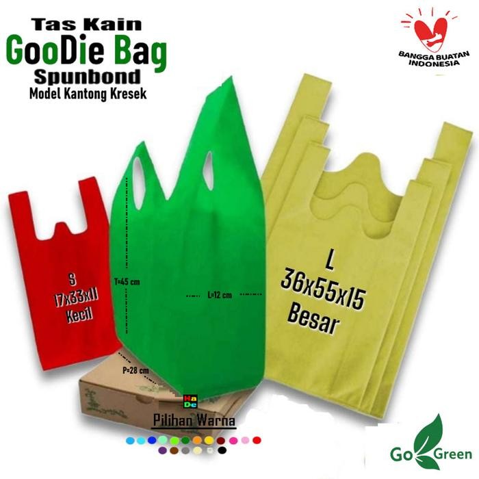 Tas n Spunbond Goodie Bag Model Kresek Ukuran Kecil Besar / Jumbo Untuk Kantong Belanja Lipat