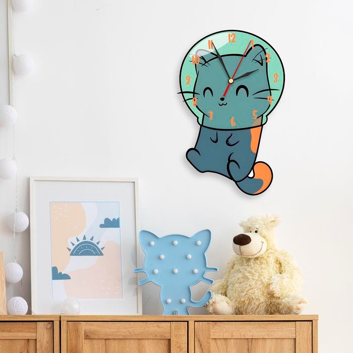 Jam Dinding Motif Hewan Kucing Lucu Cute Hiasan Dinding Unik