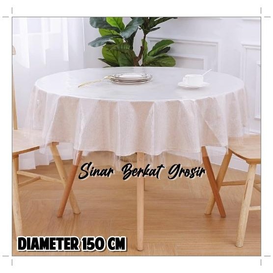 Taplak Meja Makan Bulat PVC Plastik / Taplak Meja Transparan Meteran