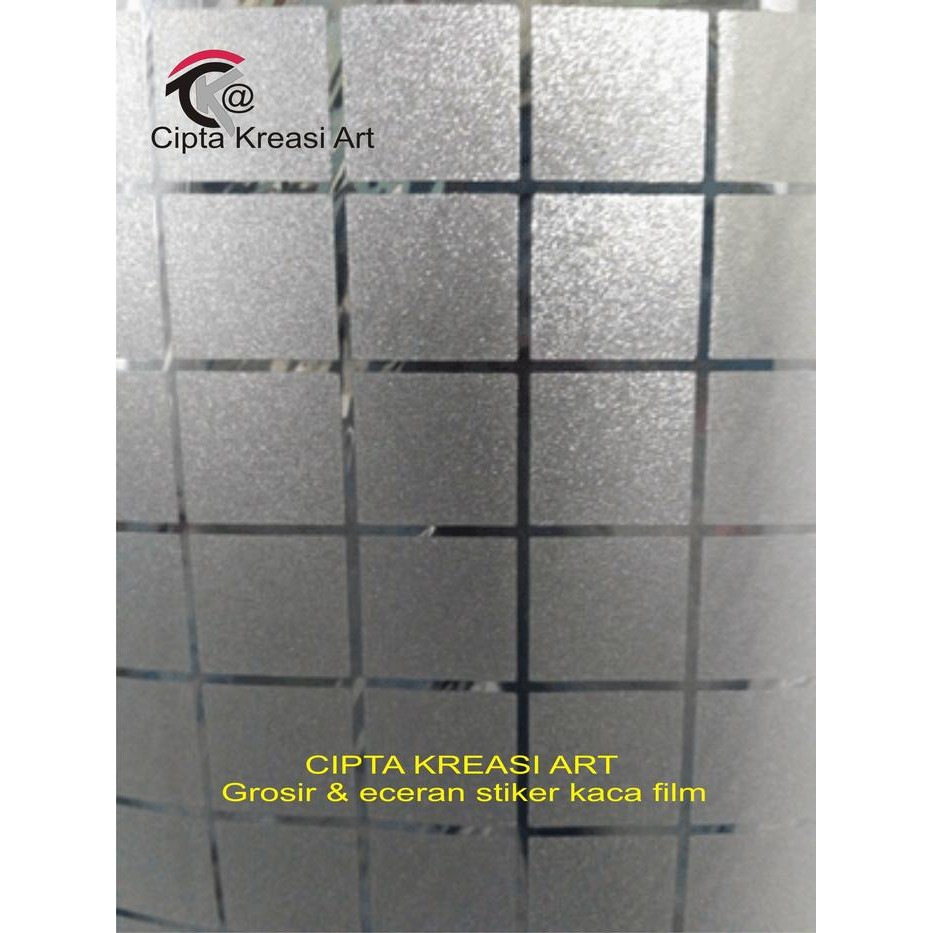 Stiker kaca sandblast motif kotak