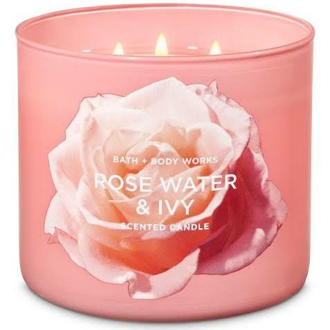 Bath and Body Works Rose Water and Ivy 3 Wick Candle (Besar)