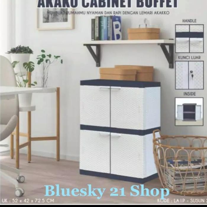 LEMARI PLASTIK BUFFET RAK 2 SUSUN AKAKO / LEMARI SERBAGUNA AKAKO