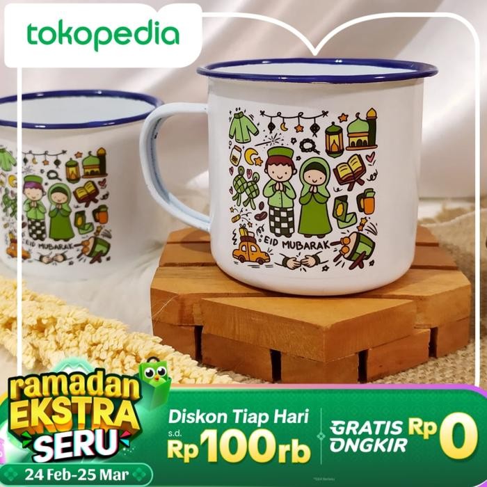 Gelas Cangkir Kaleng Enamel Souvenir Gelas Enamel Custom Desain Seng *