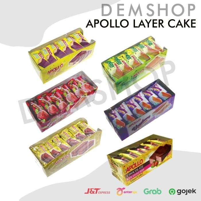 

New APOLLO LAYER CAKE 24 pcs - Pandan Cokelat Chocolate Strawberry Blueberry Cocoa ChocoStrawberry