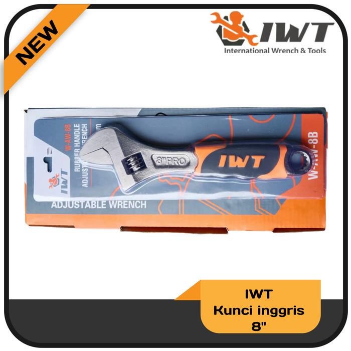 PREMIUM Kunci inggris IWT 8 inch Rubber handle adjustable wrench JAPAN