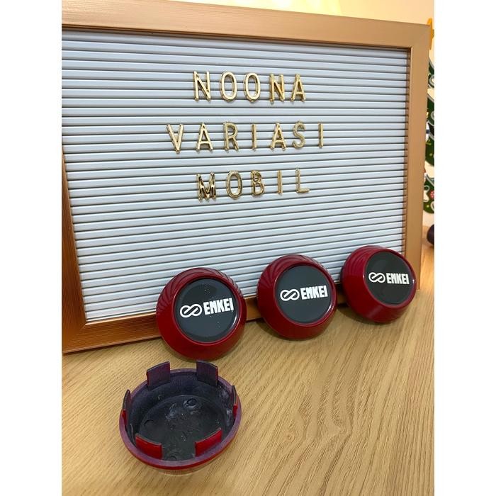PREMIUM Premium Dop Velg Mobil model kerucut merah ENKEI isi 4pcs center dop