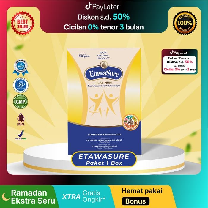 

PREMIUM Etawasure Susu Bubuk Kambing Etawa Herbal Rasa Jahe Dairy Milk Kemasan 250gram Paket 1 Box