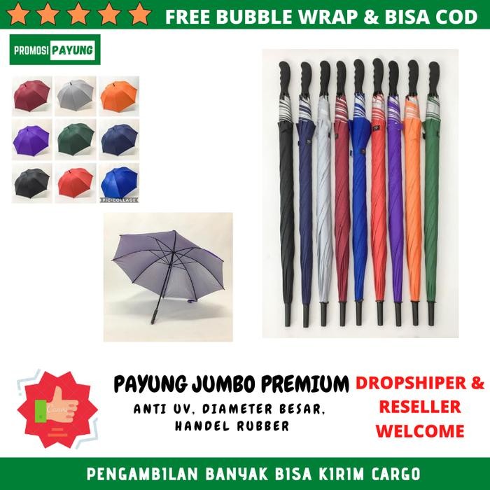[polos] [eceran] payung besar / payung golf dalam silver anti UV