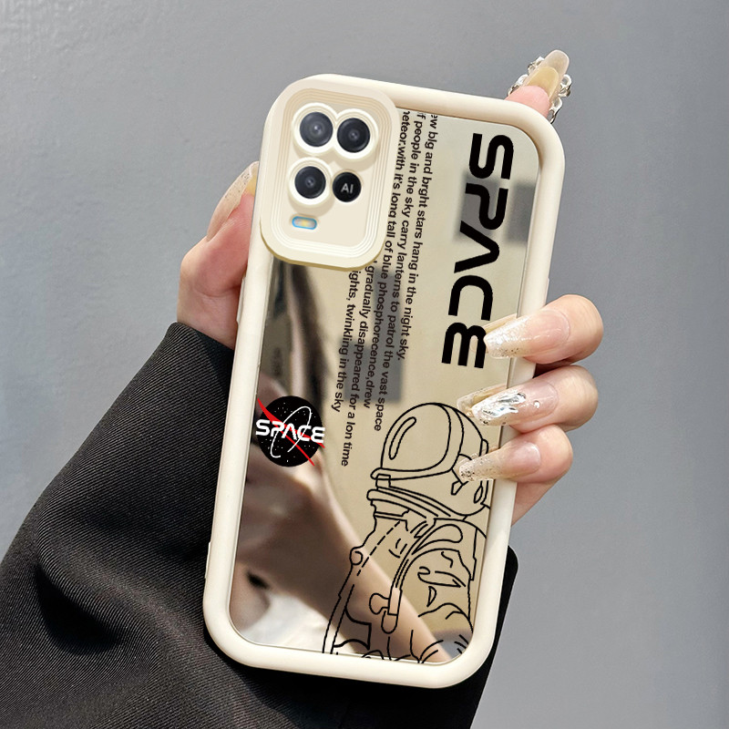 Casing Hp OPPO A54 Case cermin Softcase pelindung Cesing silikon Kesing pola Ikon Astronot NASA saru