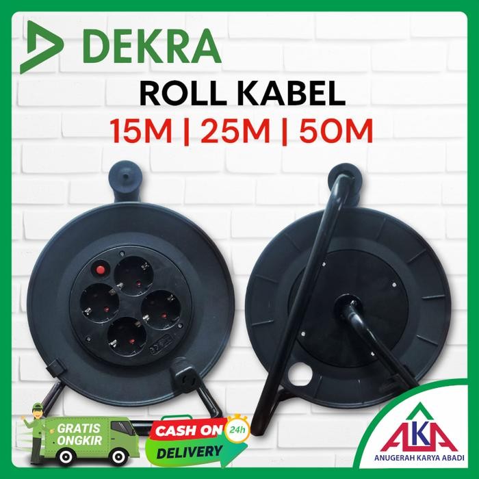 Gulungan Rol Kabel Roll DEKRA 15M / 25M / 50M cket Pu Stop Kontak Klosan Bobin Tanpa Kabel Ready