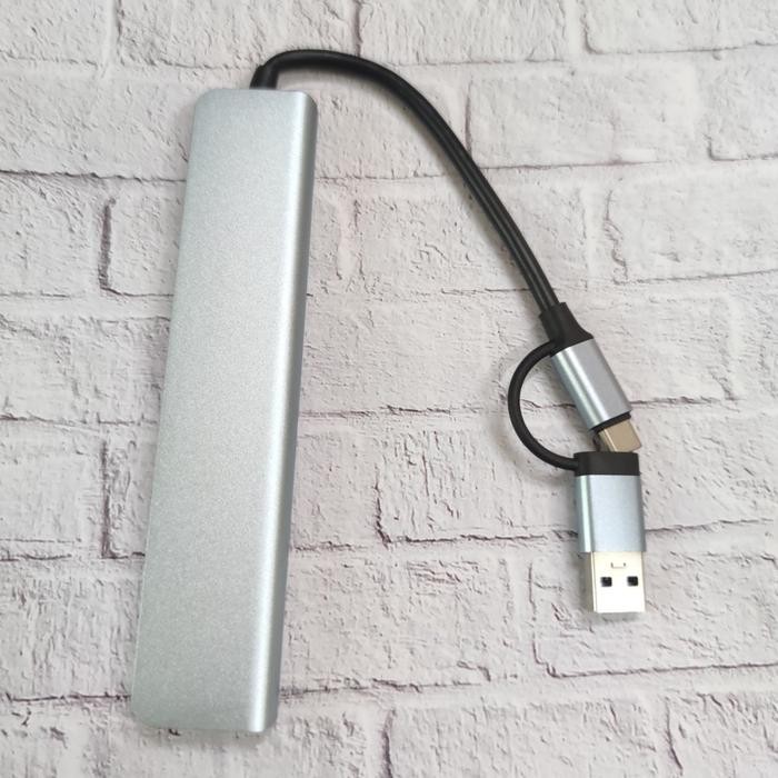 PROMO USB HUB TYPE-C COMBO 8IN1 USB 4 PORT HUB + SD + TF CARD READER + TYPE C + AUDIO 3.5 TIPE C HUB