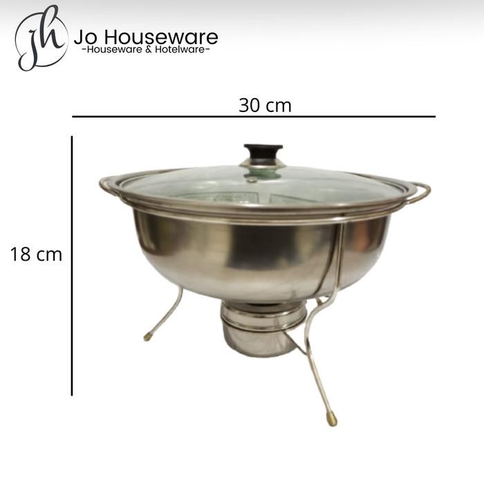 Warmer Stove Panci Prasmanan Sayur Soup stainless + Tutup Kaca