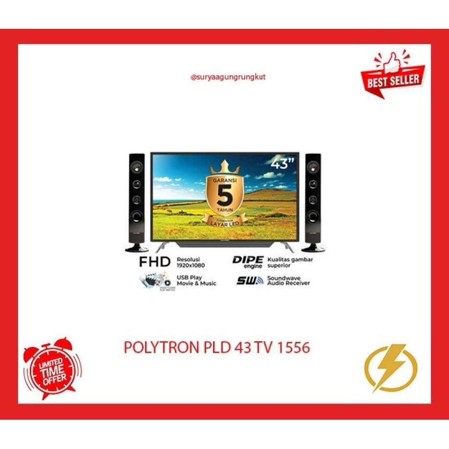 DIGITAL LED TV 43 INCH POLYTRON TOWER SPEAKER PLD - 43 TV 1556