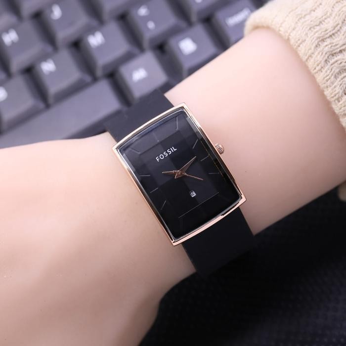 Jam tangan wanita fossil rubber kotak murah