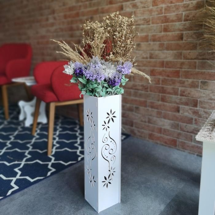 NORDIC Vas Bunga Lantai Tinggi Pot Kembang Guci Daun Kering Vase Kayu