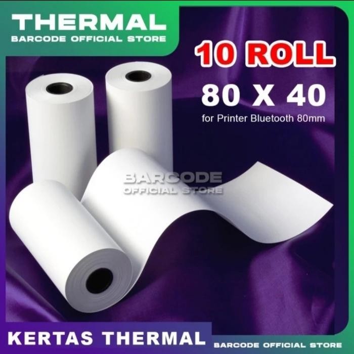 

Kertas Thermal 80X40 Paket 10 Roll Untuk Printer Bluetooth Ukuran 80Mm