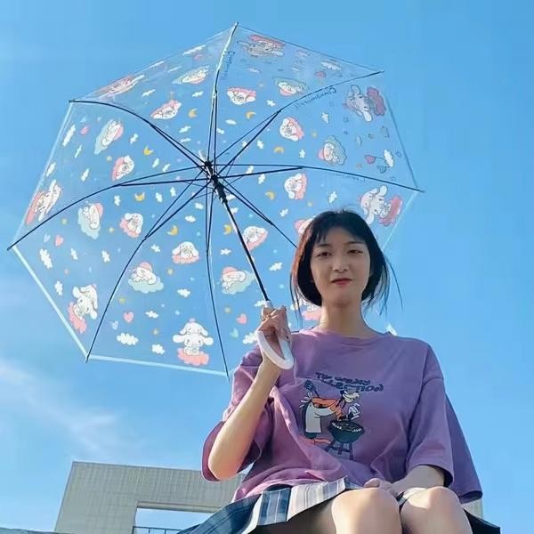 Payung Lipat Otomatis PAyung Sanrio Payung Lipat Tiga Transparan Otomatis PAyung Transparan Kuromi