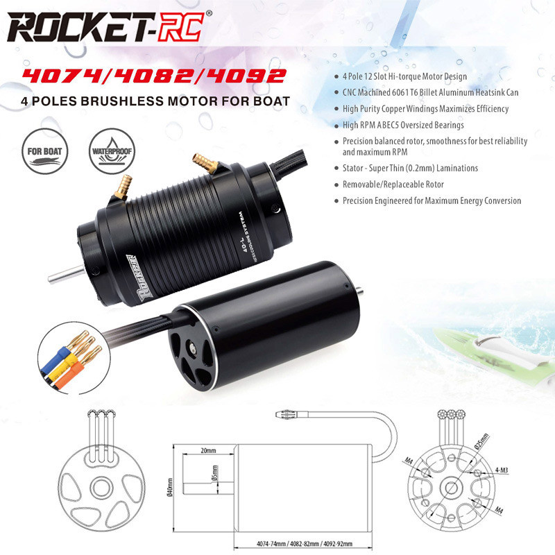 Rocket-RC 4074 4082 4092 1600KV 1520KV 1250KV 2250KV Brushless Motor Water Cooling Jacket for