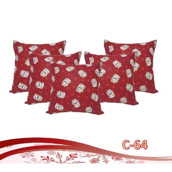 Sarung Bantal Sofa Kombinasi Motif Imlek [1 Set Isi 5 Pcs]
