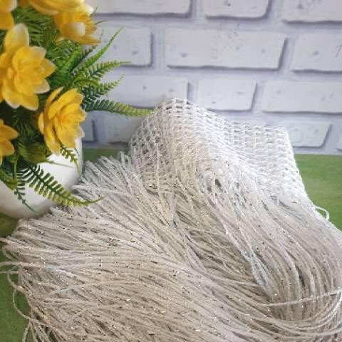 tirai benang putih gliter 3meter x 1meter