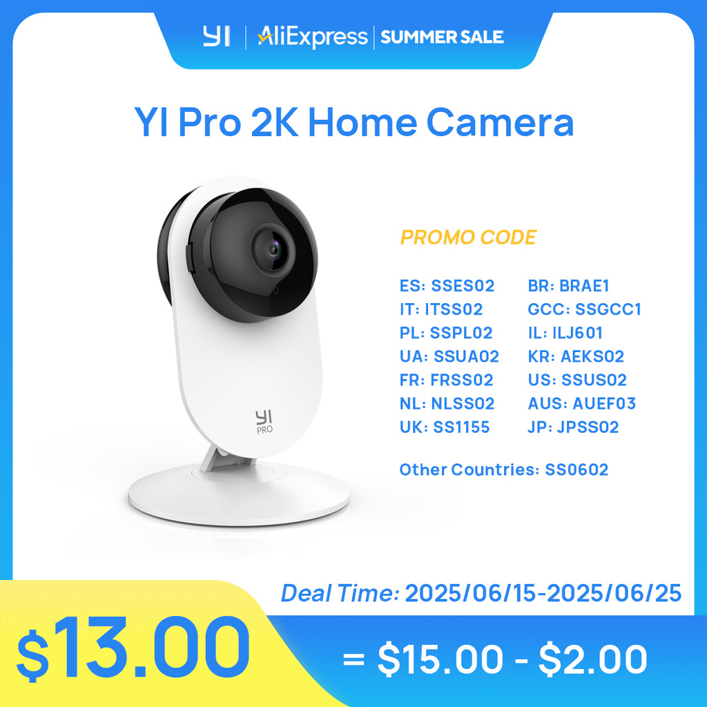 YI Pro Home 2K Wifi Surveillance Camera 3MP IP CCTV Smart Home Baby Pet Monitor Security Protection
