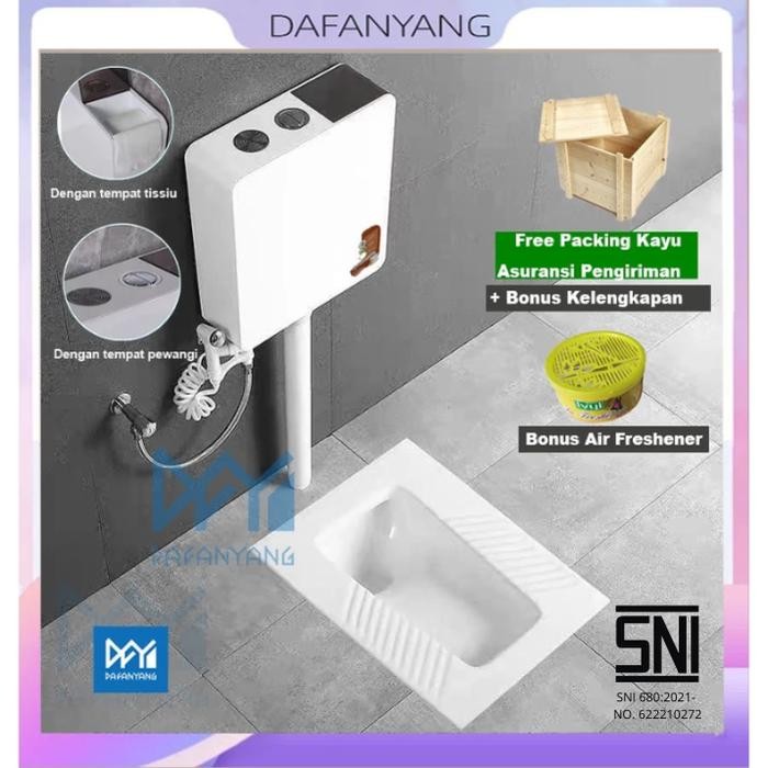 KLOSET JONGKOK MR.TAO 1SET + WATER TANK TERBARU+KOTAK TISSIU DAN AIR FRESHENER WC JONGKOK CLOSET