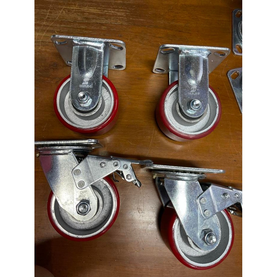 

Terlaris Roda Troli Castor Pu 4 Inchi Heavy Duty (2Mati 2 Rem) 1Set
