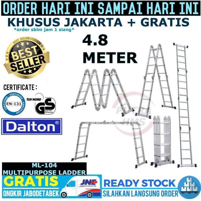 

Terlaris Tangga Lipat Multipurpose 4,8 Mtr Alumunium Termurah Dalton Ml-104.