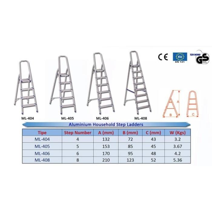 

Terlaris Tangga Aluminium 6 Step Ladder 1.7M Dalton Ml406 Tangga Podium 1700Mm