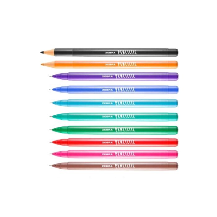 

Pulpen Fineliner Penciltic Warna Tinta Semi Gel ZEBRA 0.4mm, 10 Warna - SET