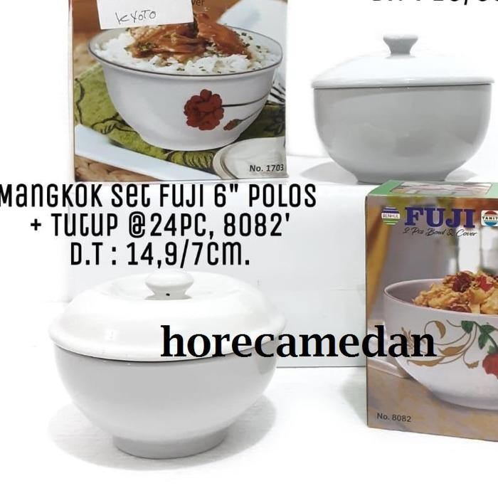 {{{{}}] Mangkok Saji Tutup Keramik/ Casserole Keramik Putih Polos Taniti 15cm