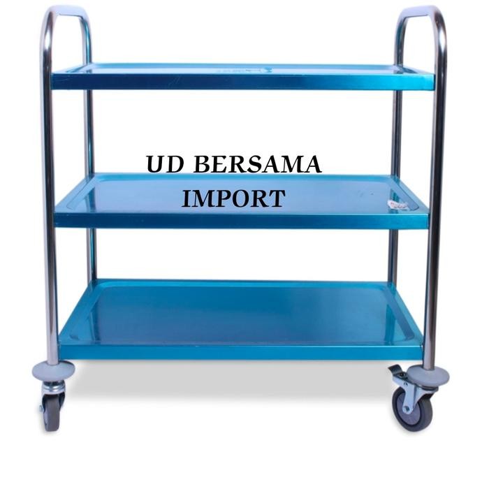 Terlaris Krischef Troli 3Tingkat/Troli Makan/Troli Hotel Cafe Restoran Stainles
