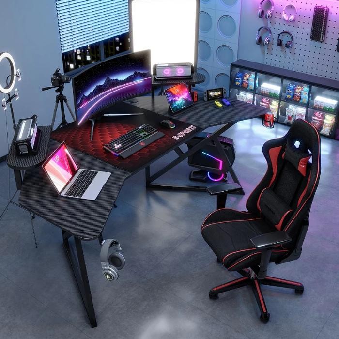 Meja Gaming Berkualitas / Meja Komputer Besar Premium Rangka Besi