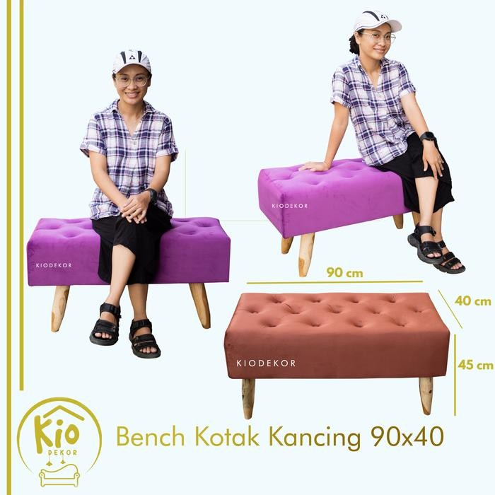 Bench Kotak Kancing 90X40Cm / Bench Sofa / Bench Stool / Bench Jogja / Bench Chair / Kursi